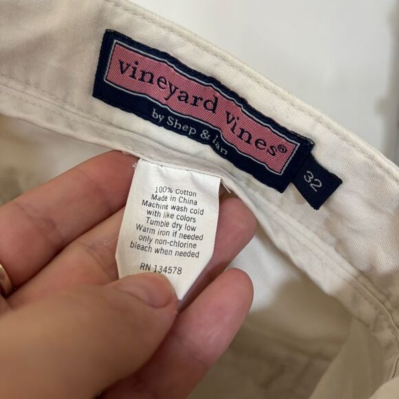 Vineyard Vines Men's Cream Flat Front Shorts size 32 100% cotton preppy - Picture 2 of 7